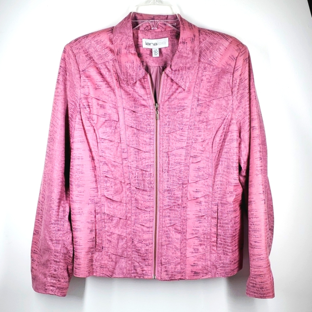 Lanalee Pink Reptile Print Jacket L NWOT